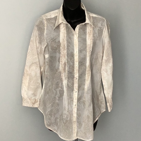 COLDWATER Creek Cotton Lawn Blouse - Picture 6 of 14